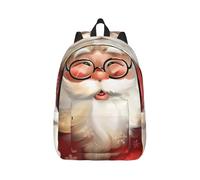 kkvhhyuo Cute Santa Claus Print Canvas Backpack, Lightweight School Backpack Travel Laptop Backpack for Men Women Work Sports Travel Flight, S