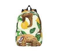 kkvhhyuo Cute sloths on yellow lemons Print Canvas Backpack, Lightweight School Backpack Travel Laptop Backpack for Men Women Work Sports Travel Flight, S
