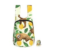 kkvhhyuo Cute sloths on yellow lemons Print Foldable Backpack, Ultra Lightweight 16L Compact Travel Pack with Storage Bag Design for Hiking Daily Commute Shopping and Outdoor Adventures