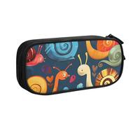 kkvhhyuo Cute Snail Print Large Capacity Pencil Case, Stationery Organizer Pencil Pouch Office Makeup Bag Portable Pen Bag for Boys Girls, Black