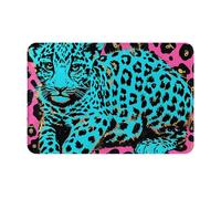 kkvhhyuo Cute Turquoise Leopard Print Door Mat 40 x 60 cm, Dirt Trapper Machine Washable Entryway Rug, Dog Door Mat, Super Absorbent Entrance Rug For Front Door, Back Door