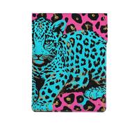 kkvhhyuo Cute Turquoise Leopard Print Leather Laptop Sleeve 13 Inch, PU Leather Slim Protective Laptop Case Stylish Laptop Bag for Work and Travel