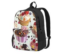kkvhhyuo Delicious Cupcakes Printed Large Capacity Backpack, Laptop Backpack with Laptop Compartment, School Backpack Travel Rucksack for School Work Hiking