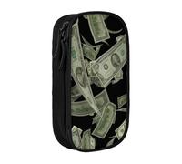 kkvhhyuo Dollar Sign Money Pencil Case Black Pencil Bag with 2 Compartments | Large Capacity Pencil Pouch Stationery Organizer Makeup Bag For Students Office Travel Art Supplies