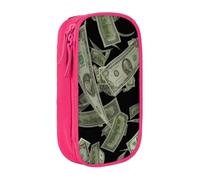 kkvhhyuo Dollar Sign Money Pencil Case Pink Pencil Bag with 2 Compartments | Large Capacity Pencil Pouch Stationery Organizer Makeup Bag For Students Office Travel Art Supplies
