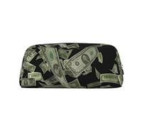 kkvhhyuo Dollar Sign Money Printed Pencil Bag with Silver Zipper | Faux Leather Pencil Cases, Aesthetic Pencil Pouch, Makeup Bag Cosmetic Bag for Office Travel