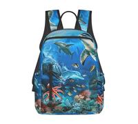 kkvhhyuo Dolphins Sea Turtle Coral Reef Print Laptop Backpack For Women Men, Large Sturdy Carry On Travel Backpack Gifts For Work Gym Weekend Hiking.