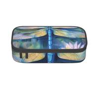 kkvhhyuo Dragonfly Painting Print Large Capacity Pencil Case, Stationery Pencils Case Bag with Compartments, Portable Pencil Pouch Pencil Bag with Zipper for Students Teachers Office