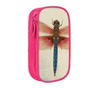 kkvhhyuo Dragonfly Print Print Large Pencil Case, Zip Smooth Pencil Pouch for Girls Boys with 2 Compartment Multifunctional Pencils Bag for School Office Travel Makeup Bags, Pink