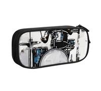 kkvhhyuo Drummer Print Large Capacity Pencil Case, Stationery Organizer Pencil Pouch Office Makeup Bag Portable Pen Bag for Boys Girls, Black