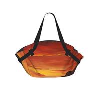 kkvhhyuo Elephant and Giraffe in The Sunset Print Camping Bag Foldable Shopping Beach Shoulder Bags with Convertible Pad Design for Beach, Picnics, Hiking & Festival Use.