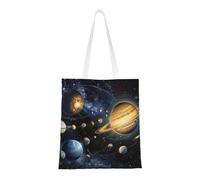 kkvhhyuo Exploring the Solar System Print Canvas Tote Bag, Large Handbag with Reinforced Handles Simple Shoulder Bag for College School Work Travel Shopping Daily Use