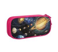 kkvhhyuo Exploring the Solar System Print Large Capacity Pencil Case, Stationery Organizer Pencil Pouch Office Makeup Bag Portable Pen Bag for Boys Girls, Pink