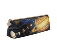 kkvhhyuo Exploring the Solar System Print Leather Pencil Case Slim Pencil Pouch Triangular Design Pens Bag for Students, Work, Office, College, Middle, School.