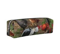 kkvhhyuo Farm Animal Print Leather Pencil Case, Pen Pouch Pen Bag with Silver Zipper Cosmetic Makeup Bag for Students Artists Teachers Office