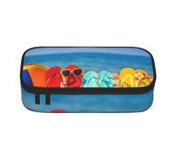 kkvhhyuo Flip-Flops on a Sandy Beach Printed Pen Bag for Girls Boys, Large Pencil Case Big Capacity Pencil Pouch for School Office Travel Makeup
