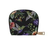 kkvhhyuo Flower Hummingbirds Embroidery Print Coin Purse, Leather Mini Coin Pouch Purses with Zipper Purses Bag for Women Men