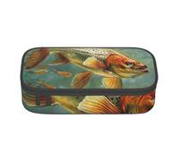 kkvhhyuo Fly Fish Print Large Capacity Pencil Case, Stationery Pencils Case Bag with Compartments, Portable Pencil Pouch Pencil Bag with Zipper for Students Teachers Office