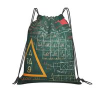 kkvhhyuo Formulas Shapes Theory Math Lesson Word Printed Drawstring Backpack Large Foldable Draw String Bag with Adjustable Straps for Sports Travel Swimming School