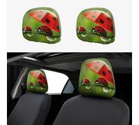 kkvhhyuo Funny Ladybug Print Car Headrest Cover 2 Pcs, Soft Polyester Headrest Pillow Cover Protector with Stretch Fit Universal Fit Seat Cover for Cars SUVs Trucks