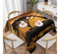 kkvhhyuo Giraffe and Trees at Dusk in Africa Print Square Tablecloth 54"x54", Decorative Table Cloth Outdoor Polyester Table Cover for Dining Room Kitchen Brunch Tables and Outdoor Entertaining
