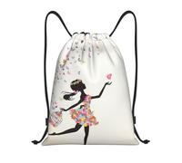 kkvhhyuo Girl Dance Butterfly Printed Drawstring Bag 36x43 cm | Drawstring Backpack Lightweight Cinch Sack Bag Adjustable Shoulder Strips for Gym Swim Dance Travel Camping