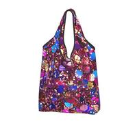 kkvhhyuo Glitter Pattern Print Large Foldable Shopping Tote Bag 2 Pcs, Reusable Tote Bags Washable Travel Recycle Folding Shopping Bag For Grocery, Outdoor Camping, Daily Use