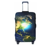 kkvhhyuo Glowing earth Luggage Cover Protector, Black, X-Large, Modern | Suitcase Cover, Washable, Travel Stretch Baggage Case Protective, Carry On Cover,
