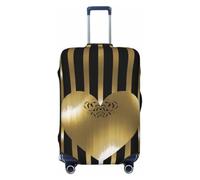 kkvhhyuo Gold Heart Stripe Luggage Cover Protector, Black, Large, Modern | Suitcase Cover, Washable, Travel Stretch Baggage Case Protective, Carry On Cover,