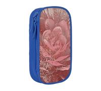 kkvhhyuo Gold Stripe Rose Print Large Pencil Case, Zip Smooth Pencil Pouch for Girls Boys with 2 Compartment Multifunctional Pencils Bag for School Office Travel Makeup Bags, Blue