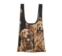 kkvhhyuo Golden Retrievers Print Reusable Shopping Bag, Foldable Grocery Bags in Pouch Portable Storage Bags for Daily Shopping Groceries Travel Storage