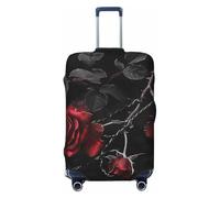 kkvhhyuo gothic black roses Print Luggage Cover Suitcase Protector, Luggage Protector Elastic Stretchable & Washable Spandex Travel Cover Fits 18-32 Inch, Black, Small, Print