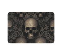 kkvhhyuo Gothic Wallpaper Skull Print Door mat 16 x 24 Inch, Washable Muddy Dirt Absorbent Low-Profile with Rubber Backing Indoor Door mat for Front Door, Kitchen, Pet Area, Laundry Room