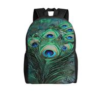 kkvhhyuo Green Peacock Feather Print Casual Backpack, Lightweight Foldable Travel Backpack for Men and Women, School Bag with Laptop Compartment for College Work