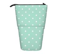 kkvhhyuo Green Polka Dot Printed Pencil Case, Standing Telescopic Pencil Pouch, Large Pencil Bag Portable Pen Box for School Office Makeup Travel