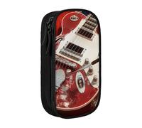 kkvhhyuo Guitar British Flag Print Large Pencil Case, Zip Smooth Pencil Pouch for Girls Boys with 2 Compartment Multifunctional Pencils Bag for School Office Travel Makeup Bags, Black