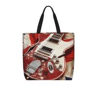 kkvhhyuo Guitar British Flag Print Shoulder Bag, Lightweight Tote Bag for Women, Shopping Beach Bag Handbags for School Work Shopping Travel Daily Use