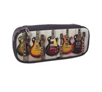 kkvhhyuo Guitar Collection Print Leather Pencil Case, Big Capacity Pencil Pouch Stationery Pen Bag Multifunctional Pencil Bag Marker Pen Case for School Student Girl Boy Women Men