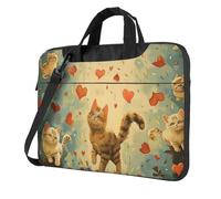 kkvhhyuo Happy Walking Kitty Print Laptop Bag Case 14 inch, Computer Sleeve Cover with Shoulder Strap and Handle Briefcase Carry Case for Men Women to Work School Travel