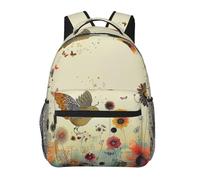 kkvhhyuo Hen Flying Butterflies Among Flower Print Casual Backpack, Lightweight Bag Causal Daypack Casual Travel Bag for Men Women, School Bag School Backpack for Boys and Girls