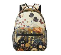 kkvhhyuo Hen Flying Butterflies Among Flowers Print Casual Backpack, Lightweight Bag Causal Daypack Casual Travel Bag for Men Women, School Bag School Backpack for Boys and Girls