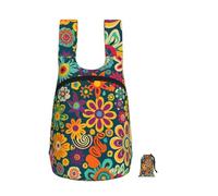 kkvhhyuo Hippie Pattern Print Foldable Backpack, Ultra Lightweight 16L Compact Travel Pack with Storage Bag Design for Hiking Daily Commute Shopping and Outdoor Adventures