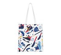 kkvhhyuo Hockey Elements Creative Patterned Print Canvas Tote Bag, Large Handbag with Reinforced Handles Simple Shoulder Bag for College School Work Travel Shopping Daily Use