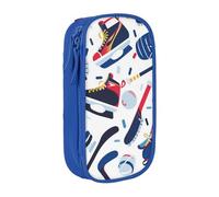 kkvhhyuo Hockey Elements Creative Patterned Print Large Pencil Case, Zip Smooth Pencil Pouch for Girls Boys with 2 Compartment Multifunctional Pencils Bag for School Office Travel Makeup Bags, Blue
