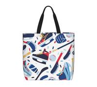 kkvhhyuo Hockey Elements Creative Patterned Print Shoulder Bag, Lightweight Tote Bag for Women, Shopping Beach Bag Handbags for School Work Shopping Travel Daily Use