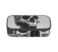 kkvhhyuo Horror Skull Print Large Capacity Pencil Case, Stationery Pencils Case Bag with Compartments, Portable Pencil Pouch Pencil Bag with Zipper for Students Teachers Office