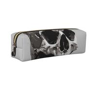 kkvhhyuo Horror Skull Print Leather Pencil Case Portable Stationery Bag Pencil Pouch Slim Design Pen Bag with Gold Zipper Pocket Size for or Student Office College Middle School