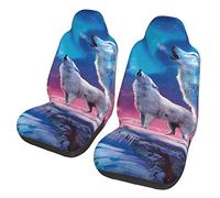 kkvhhyuo Howling Wolf Printed Car Seat Cover Set of 2 | Front Universal Fit, Elastic Polyester Spandex Front Seat Protector for Car Sedan Truck SUV