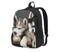 kkvhhyuo Husky Puppies Dogs Printed Large Capacity Backpack, Laptop Backpack with Laptop Compartment, School Backpack Travel Rucksack for School Work Hiking