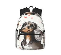 kkvhhyuo I Love My Dog Dachshunds School Backpack with Laptop Compartment | Lightweight Travel Backpack Oxford Cloth School Bag For Students Travel Work Daily Commute